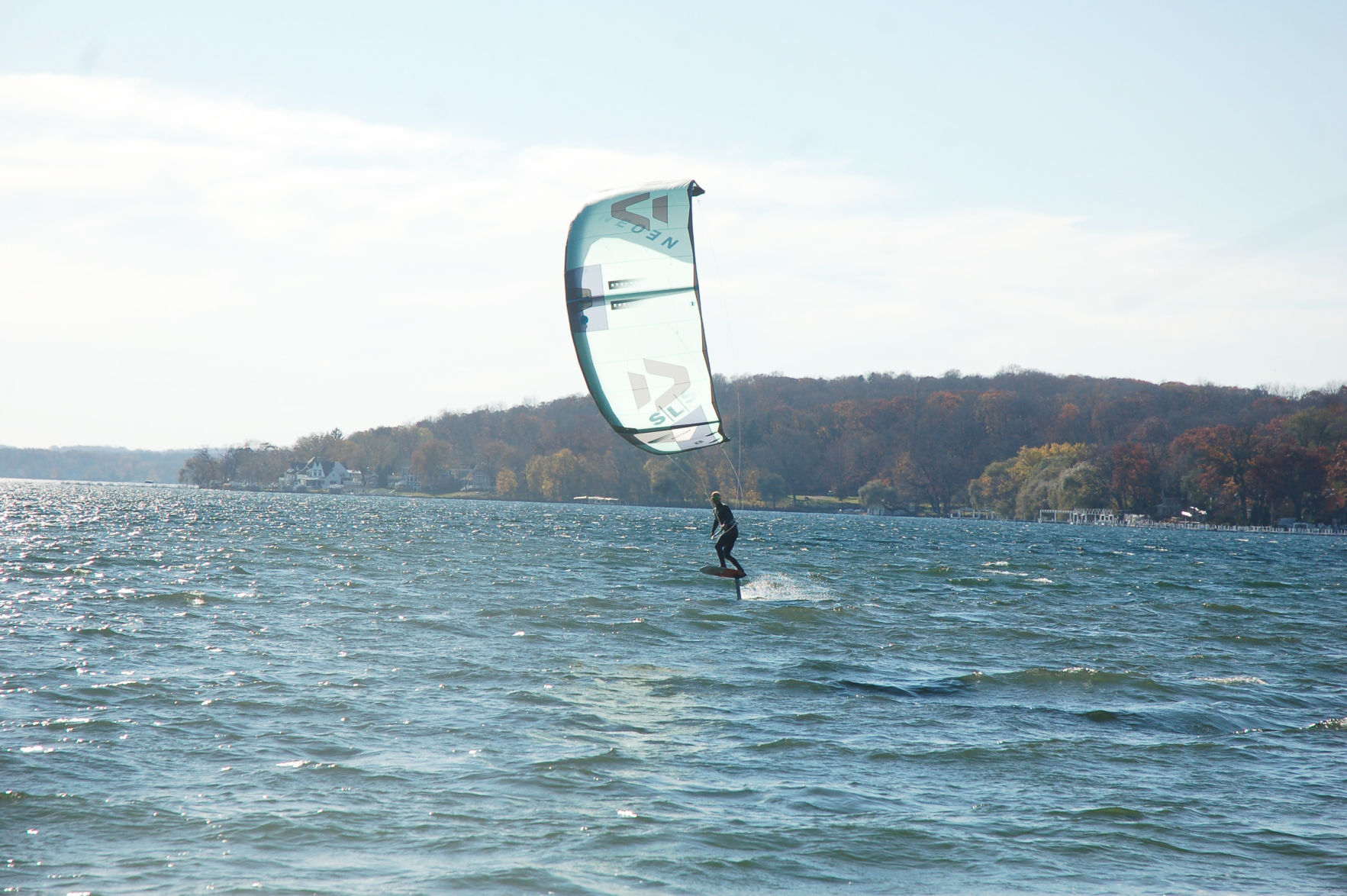 Charlie Vogel kite surfer on Geneva Lake